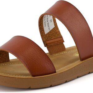 Women's Slide Sandal Vegan Leather Memory Foam Comfortable Slip On
